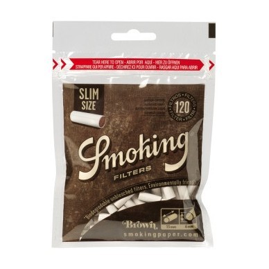 Фильтры для самокруток Smoking - Slim Brown (120 штук, 15x6 мм) купить в Тюмени