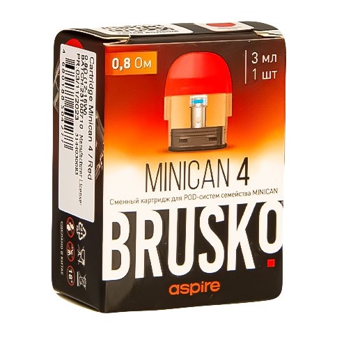Сменный картридж Brusko - Minican 4 (0.8 Ом, Красный) купить в Тюмени