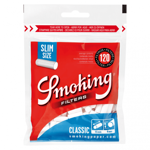 Фильтры для самокруток Smoking - Slim Classic (120 штук, 15x6 мм) купить в Тюмени