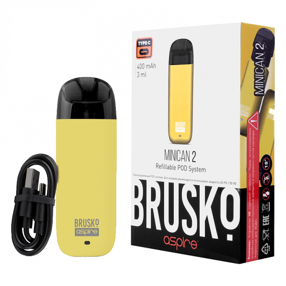 Электронная сигарета Brusko - Minican 2 (400 mAh, Жёлтый) купить в Тюмени