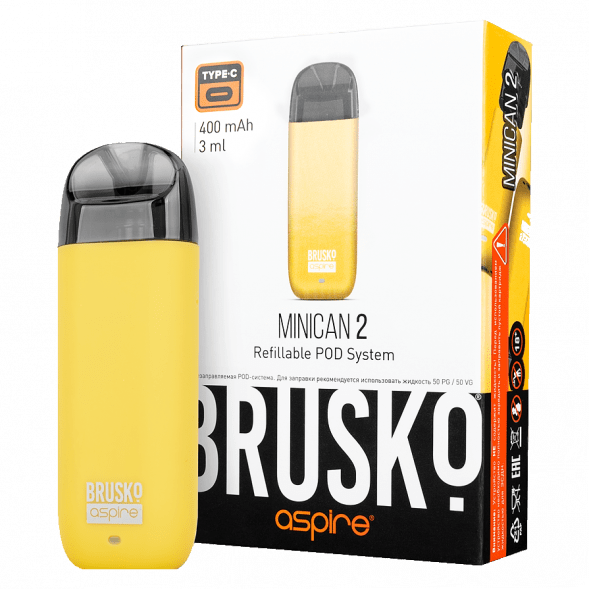 Электронная сигарета Brusko - Minican 2 (400 mAh, Жёлтый) купить в Тюмени