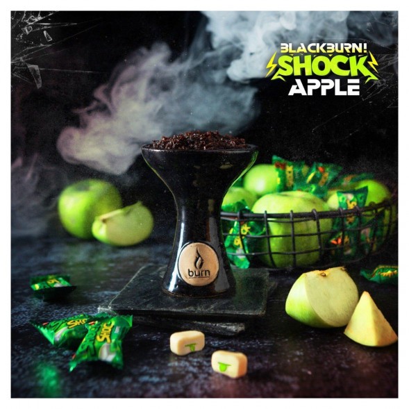 Табак BlackBurn - Apple Shock (Кислое Яблоко, 100 грамм) купить в Тюмени