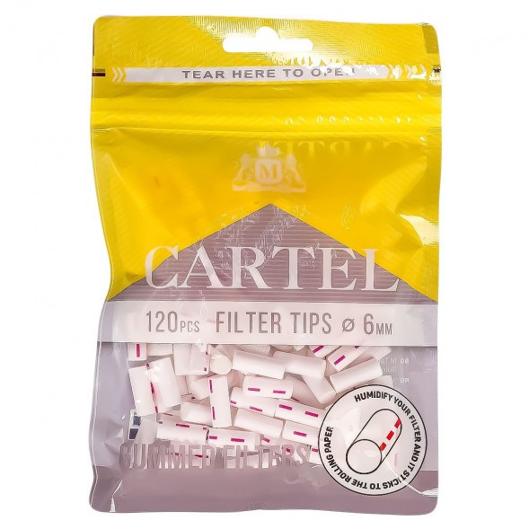Фильтры для самокруток Cartel - Slim Gummed (120 штук, 15х6 мм) купить в Тюмени