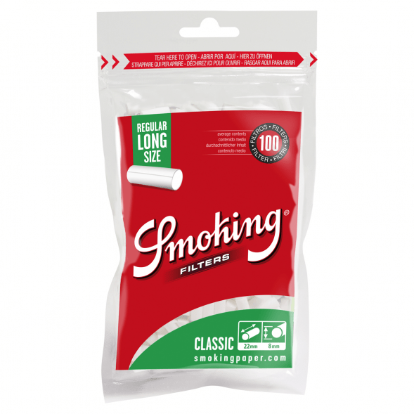 Фильтры для самокруток Smoking - Regular Classic Long (100 штук, 22x8 мм) купить в Тюмени