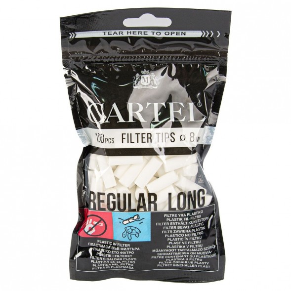 Фильтры для самокруток Cartel - Regular Long (100 штук, 22х8 мм) купить в Тюмени