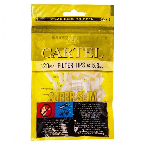 Фильтры для самокруток Cartel - Super Slim (120 штук, 15х5,3 мм) купить в Тюмени