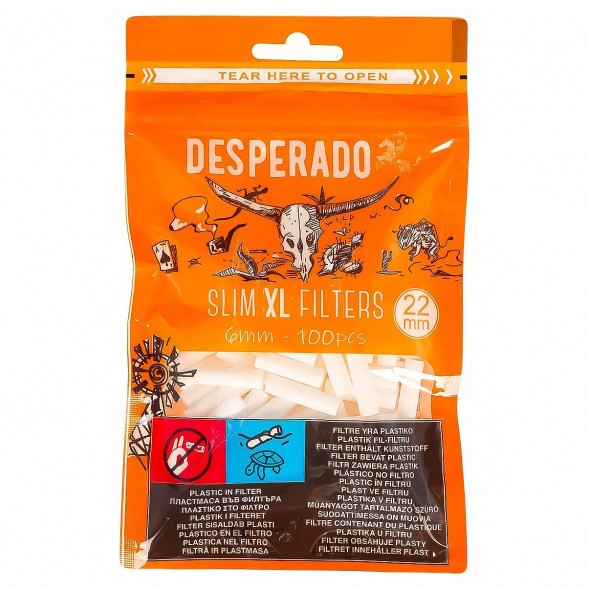 Фильтры для самокруток Desperado - Slim XL (100 штук, 22х6 мм) купить в Тюмени