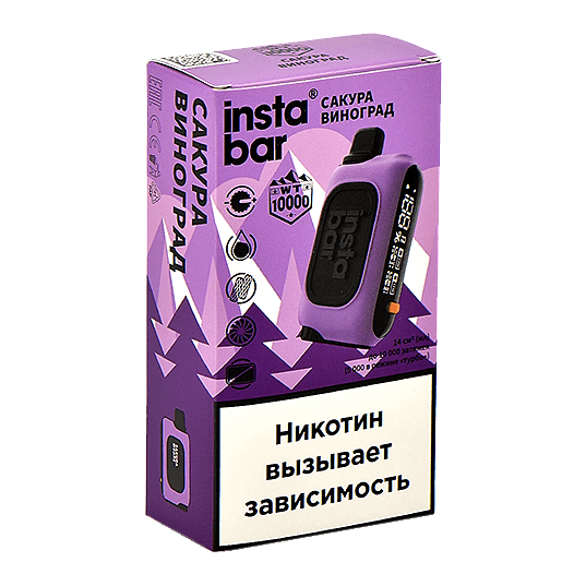 PLONQ INSTABAR WT - Сакура Виноград (Sakura Grape, 10000 затяжек) купить в Тюмени