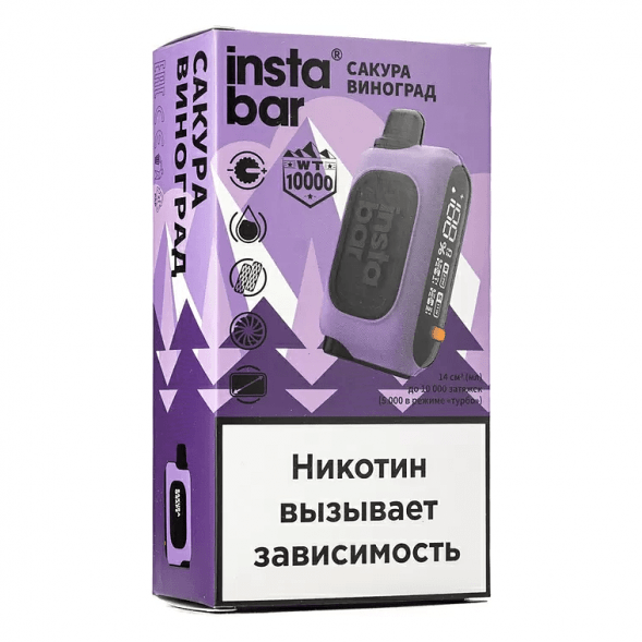 PLONQ INSTABAR WT - Сакура Виноград (Sakura Grape, 10000 затяжек) купить в Тюмени