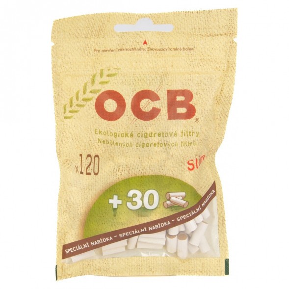 Фильтры для самокруток OCB - Ecologycal Slim Organic (120+30 штук, 15х6 мм) купить в Тюмени